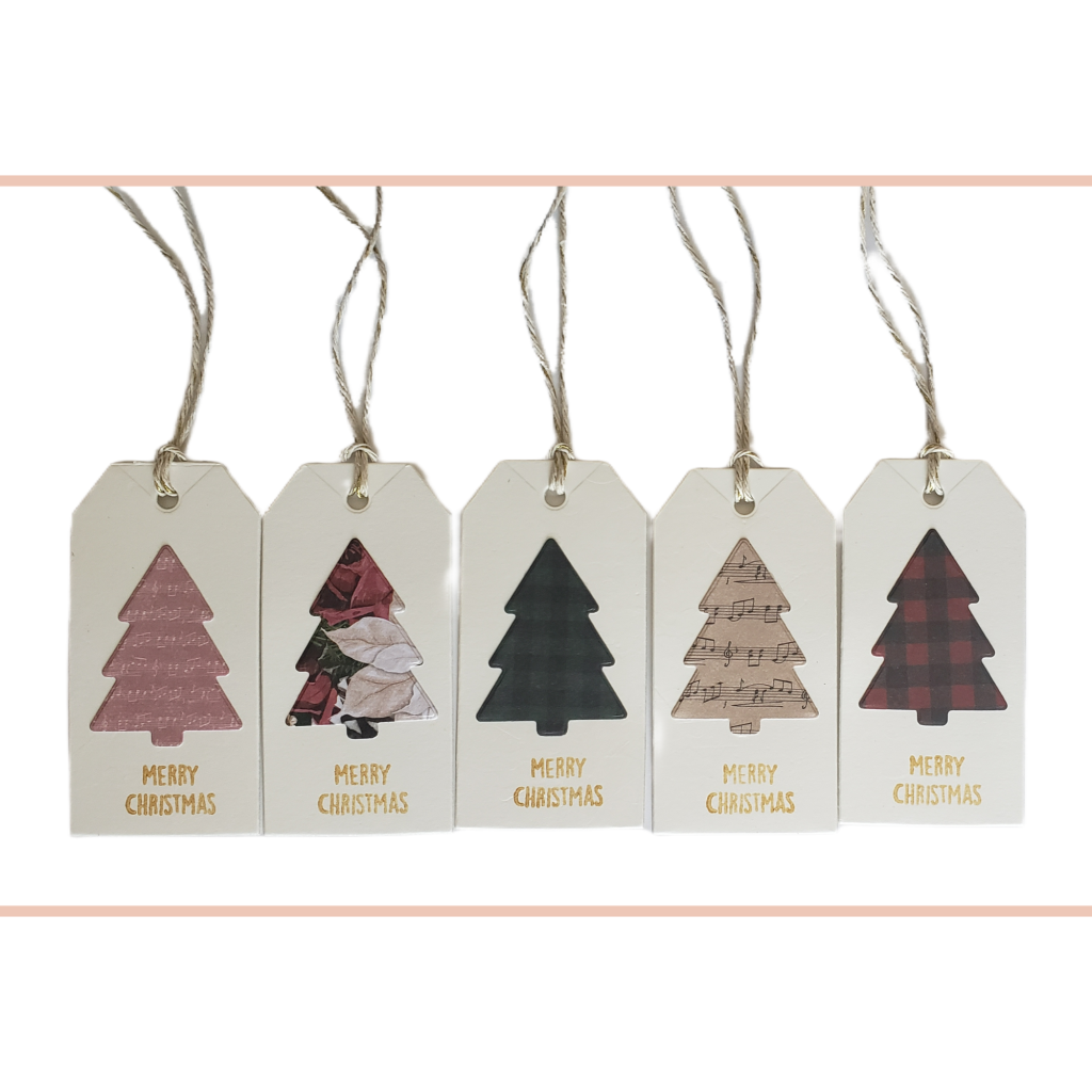 Rustic rectangular Christmas tree tags