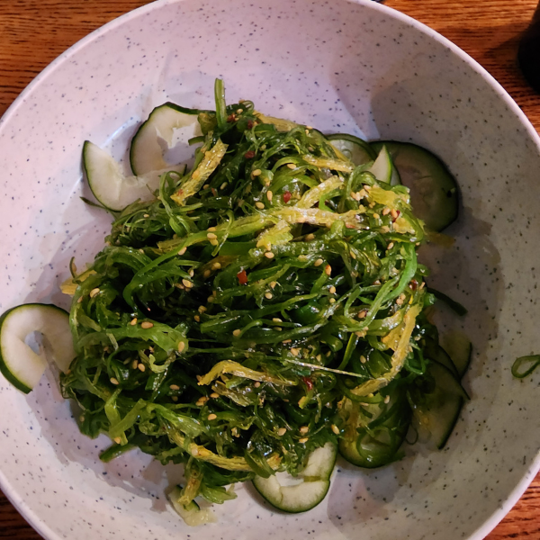 Delicious seaweed salad with cucumbers from Yokoso Restaurant in Summerville.