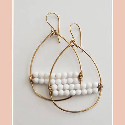 Alexis Hoops with White Beads