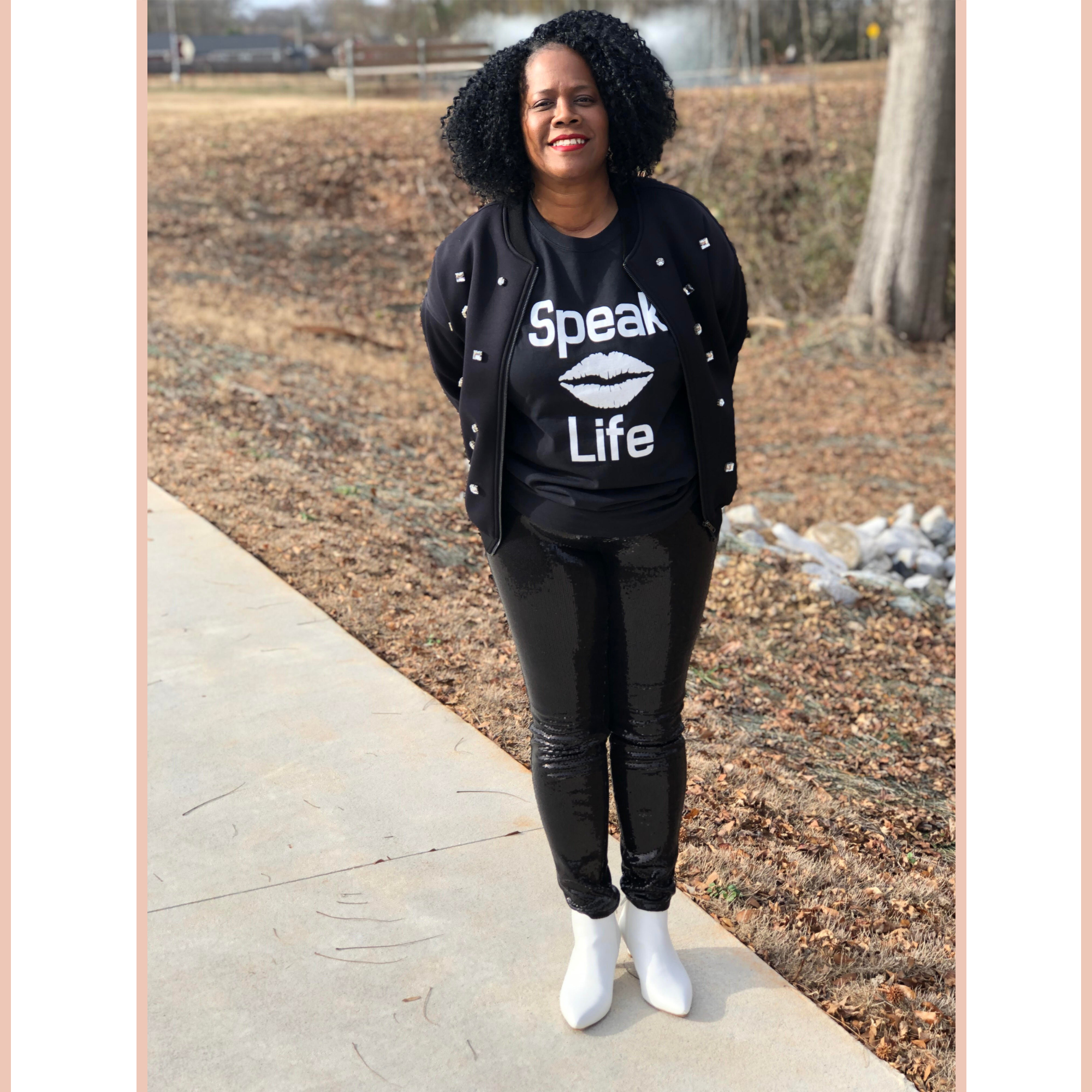 Speak Life Lips T-shirt by GEM Designs, LLC conveys a powerful message. Your words have power. Read Proverbs 18:21 in the Amplified Version.