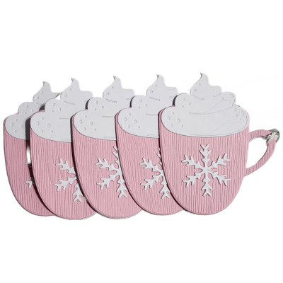 Pink Cocoa Mugs with Snowflake handmade by GEM Designs, LLC