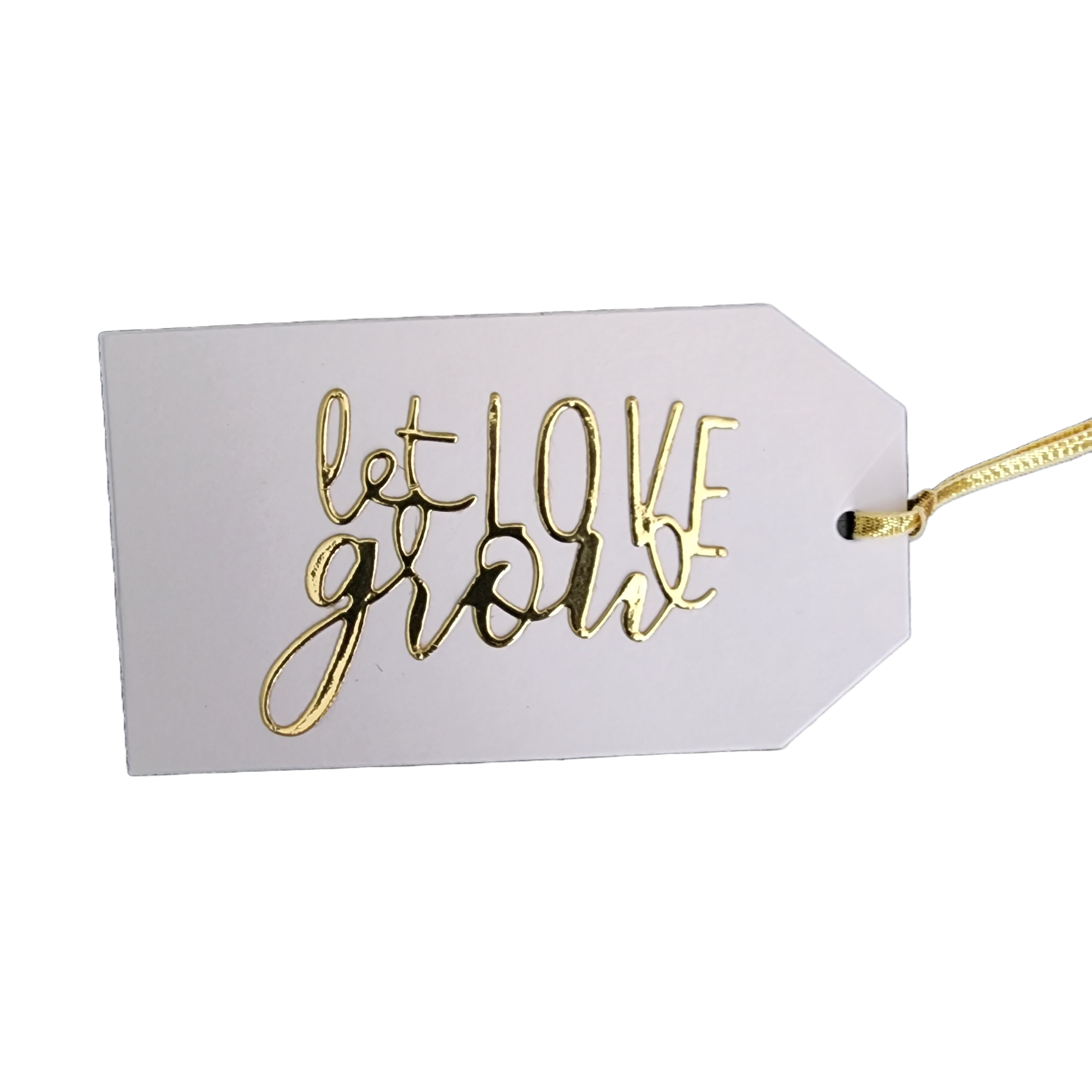 Let Love Grow Handmade Gift Tag in Gold Foil to accompany plant gifts. Plant lovers.