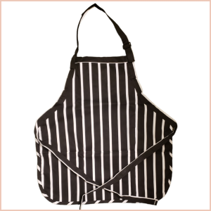 Black and White Striped Apron One Size