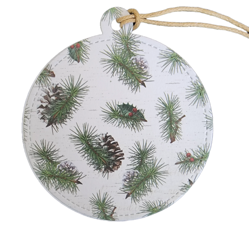 Pine Cone round gift tag