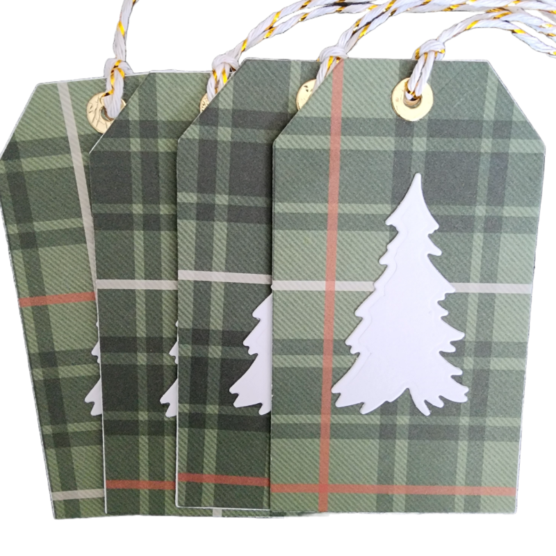 Green Plaid Christmas Tags