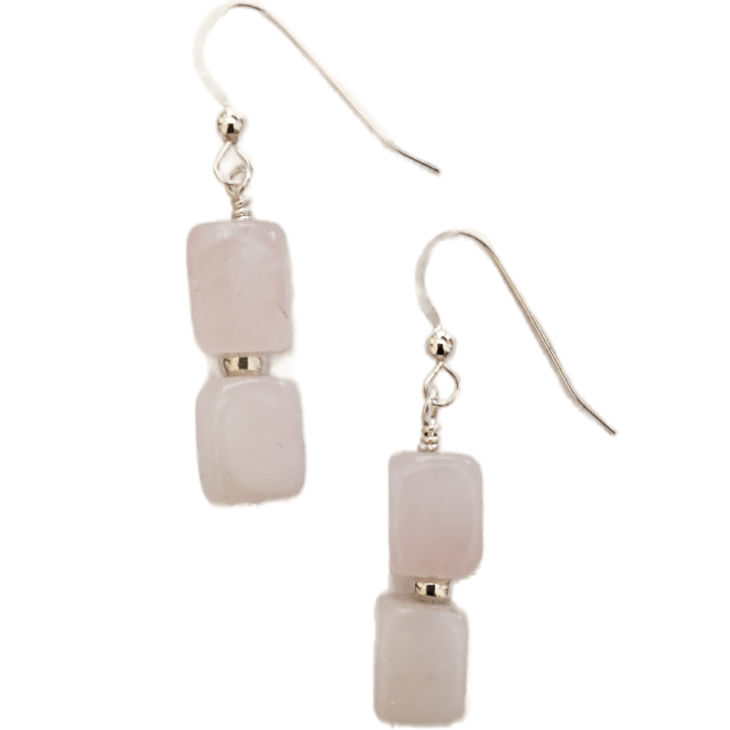 ROSE QUARTZ SQUARE DANGLES