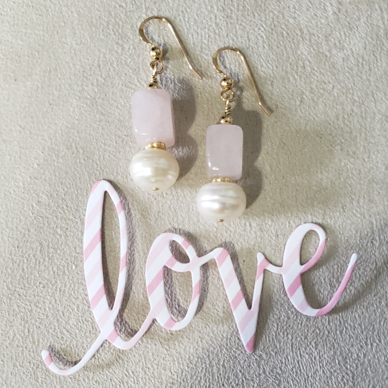 ROSE QUARTZ PEARL DANGLES - Image 2