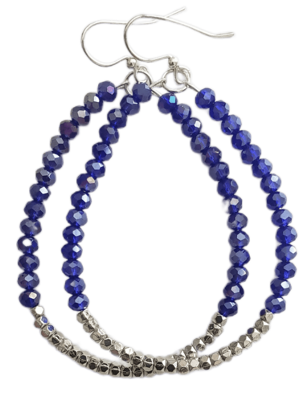 Blue Sparkle Handmade Hoop Earrings