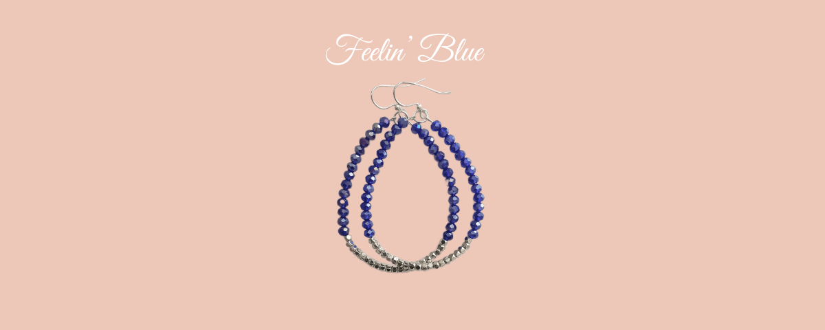 Feelin' Blue Handmade Sparkle Hoop Earrings
