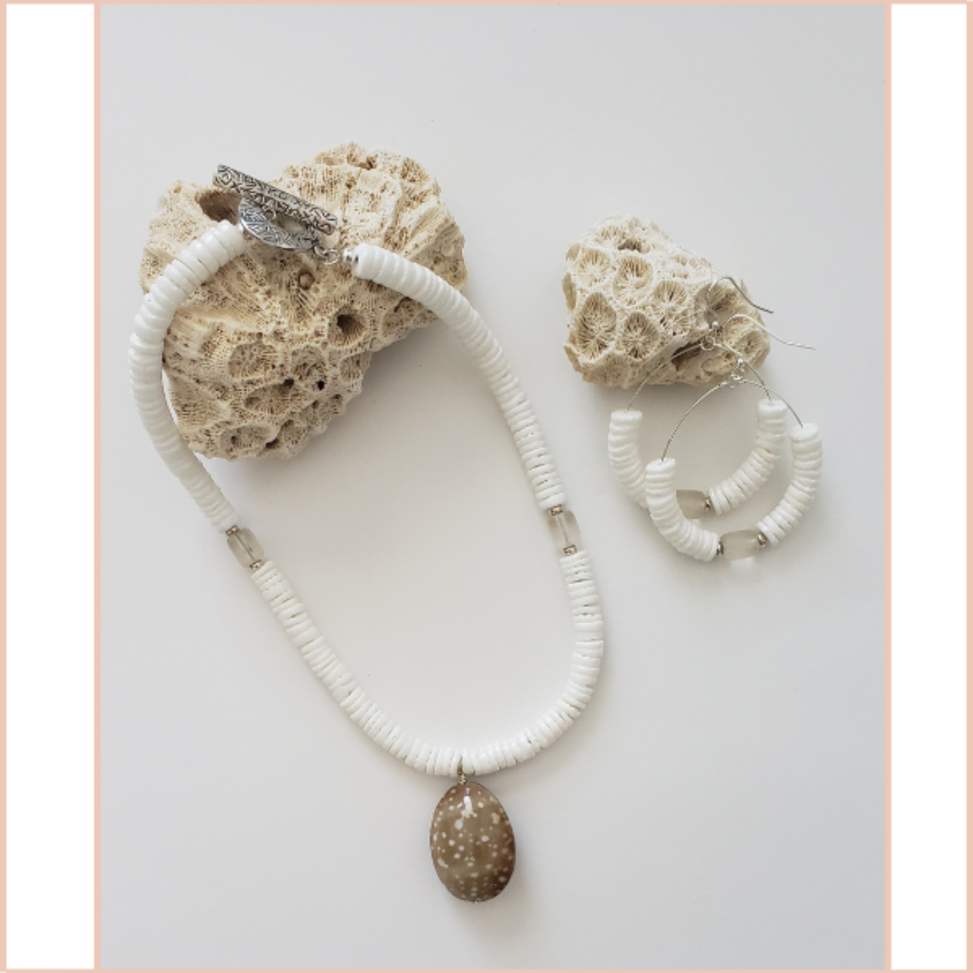 It's Handmade. Shell necklace with matching earrings.