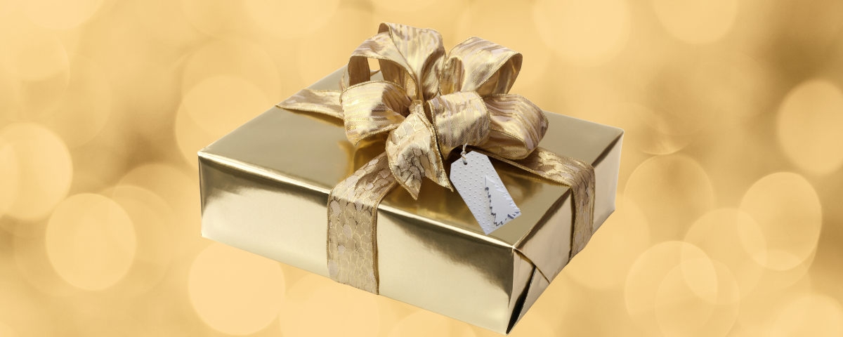 Present styled with handmade gift tag