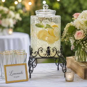 Two Piece Glass 5 Gallon Beverage Dispenser For Rent.
